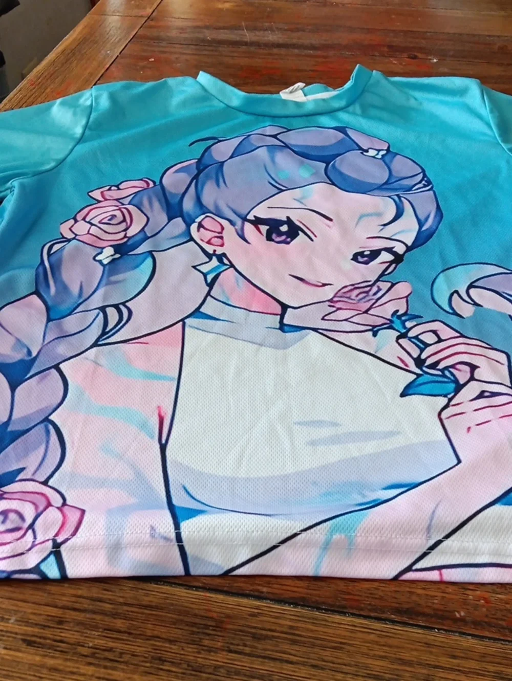 Girls Blue Anime Print Short Set RUMI From Demon Hunters